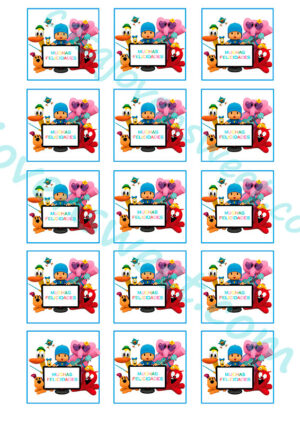Papel de azucar - Pocoyo - Felicidades Cuadradas