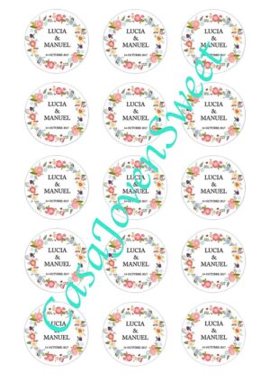 Papel de Azucar - Boda - Circulos flores 1