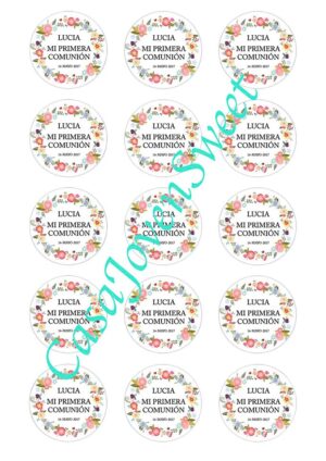 Papel de Azucar - Comunion - Circulos Flores