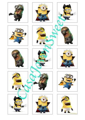 Papel de azucar - Halloween - Minions Cuadrados
