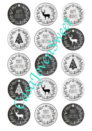 Papel de azucar - Navidad - Circulos Negro