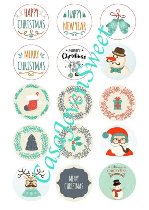 Papel de azucar - Navidad - Circulos Varios