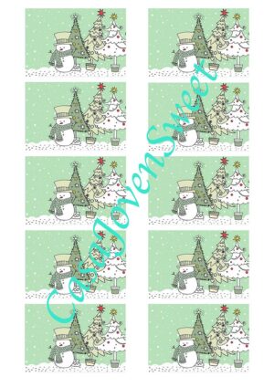 Papel de azucar - Navidad - Muñeco verde