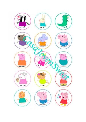 Papel de azucar - Peppa Pig y sus amigos círculos