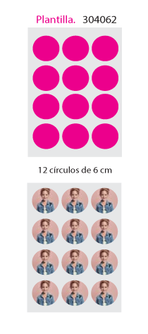 Papel de Azucar A4 en 12 circulos de 6cm