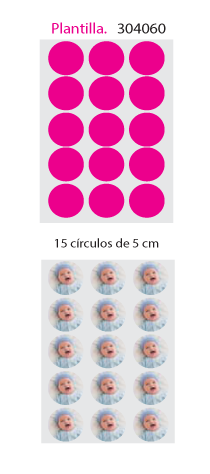 Papel de Azucar A4 en 15 circulos de 5cm