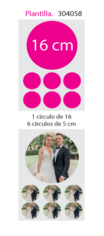 Papel de Azucar A4 en 1 circulo 16cm x 6 circulos 5cm