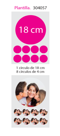 Papel de Azucar A4 en 1 circulo 18cm x 8 circulos 4cm