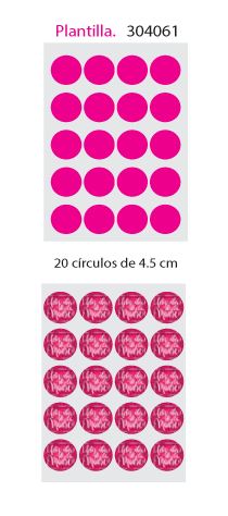 Papel de Azucar A4 en 20 circulos de 4.5cm