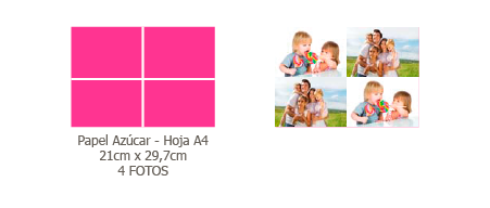Papel de Azucar A4 4 Fotos sin borde