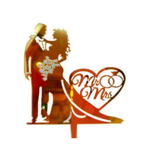 Topper tarta boda - oro corazón