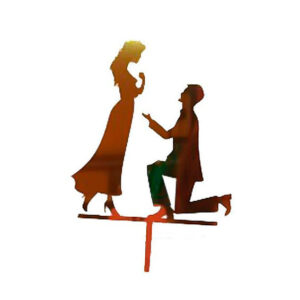 Topper tarta boda - Novio de rodillas oro