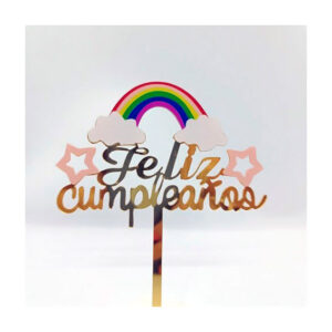 Topper tarta cumpleaños - Arcoiris