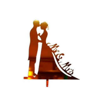 Topper tarta boda - Cola MR&MRS oro
