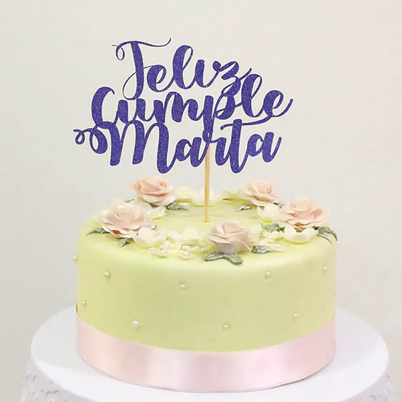 Topper tarta Feliz Cumpleaños Personalizado nombre - +QueGusto - Tu  Estudio Creativo
