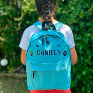 MOCHILA AZUL CLARO 28X38X12CM PERSONALIZADA
