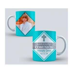 TAZA COMUNION AZUL FOTO