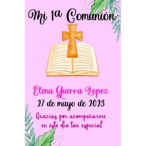 CHAPA ABRIDOR COMUNION CALIZ ROSA + RECORDATORIO