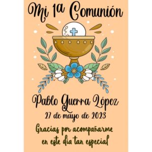 CHAPA ABRIDOR COMUNION RUBIO CRUZ + RECORDATORIO