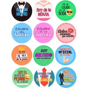 SET 12 CHAPAS BODA 2 ALFILER