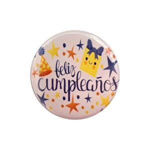 12 CHAPAS 58MM FELIZ CUMPLE NO PERSONALIZABLE