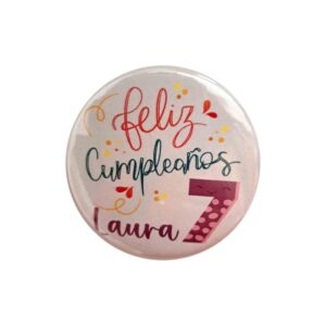 12 CHAPAS 58MM FELIZ CUMPLEAÑOS NOMBRE NUMERO