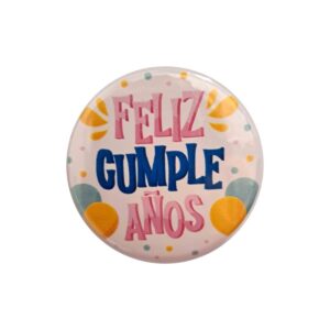 12 CHAPAS 58MM GLOBOS FELIZ CUMPLEAÑOS NO PERSONALIZABLE