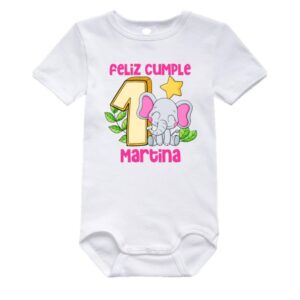 Body bebé personalizado - Feliz cumple nº1 Elefante