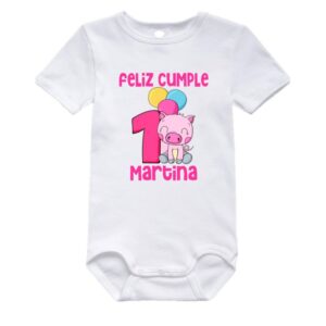 Body bebé personalizado - Feliz cumple n1 cerdito