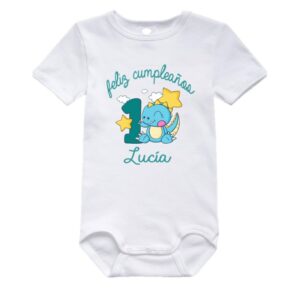 Body bebé personalizado - Feliz cumpleaños nº1 Dino