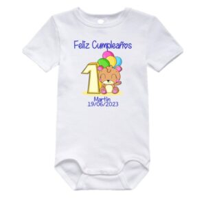 Body bebé personalizado - Feliz cumple nº1 oso rosa